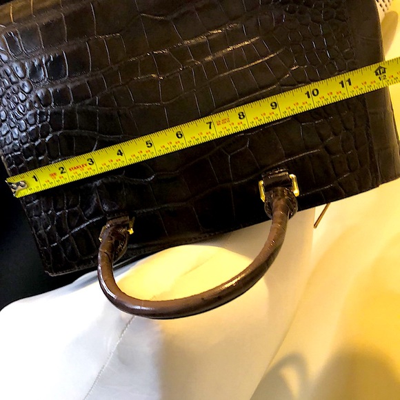 MICHAEL KORS Kellan Croc Embossed Brown Leather Satchel Crossbody Shoulder Bag - Picture 10 of 17